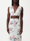 Philosophy Di Lorenzo Serafini Floral Taffeta Crop Top In Beige