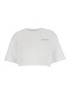 Philosophy Di Lorenzo Serafini White Cropped T-shirt With Maxi Logo Printed On The Back In Cotton Woman In White