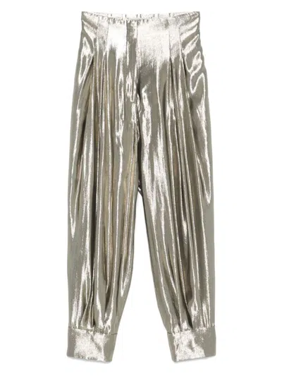 PHILOSOPHY DI LORENZO SERAFINI PHILOSOPHY DI LORENZO SERAFINI SILVER CASUAL TROUSERS LAMINATED-EFFECT