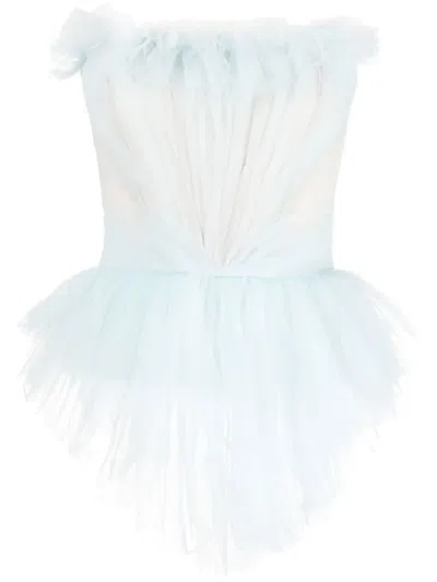 Philosophy Di Lorenzo Serafini Tulle-embellished Corset Top In Blue