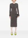Philosophy Di Lorenzo Serafini Long-sleeve Midi Dress In Grey