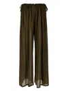 Philosophy Di Lorenzo Serafini Sheer Wide Leg Trousers With Drawstring Detail In Grün