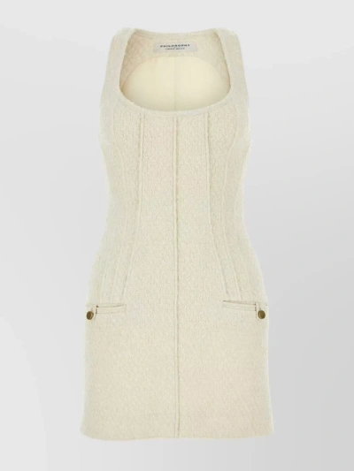 Philosophy Di Lorenzo Serafini Tweed Mini Dress With Button Accents In Neutral