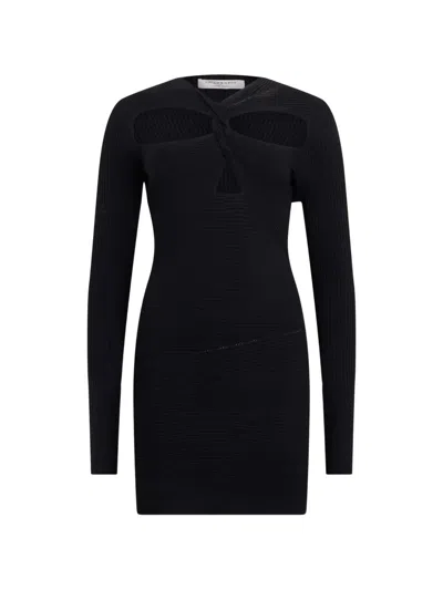Philosophy Di Lorenzo Serafini Twist-detail Ribbed-knit Mini Dress In Black