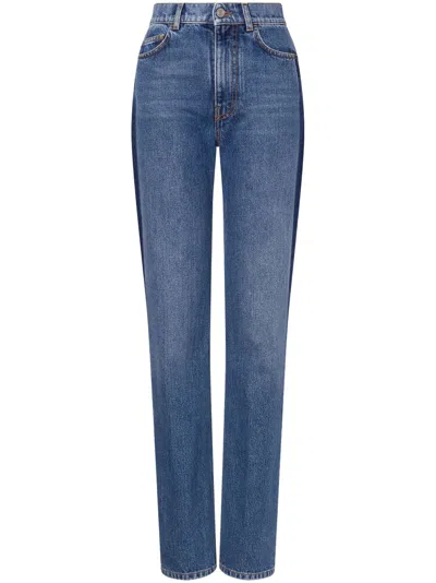 Philosophy Di Lorenzo Serafini Two-tone Cotton Denim Jeans In Blue