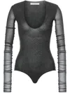 Philosophy Di Lorenzo Serafini U-neck Long-sleeve Bodysuit In Grey