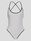 Philosophy Di Lorenzo Serafini White Costume With Crossed Straps And Lettering Logo In Tech Fabric Woman In White