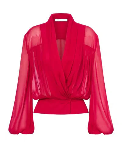 Philosophy Di Lorenzo Serafini V-neck Georgette Blouse In Pink