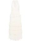 Philosophy Di Lorenzo Serafini Tiered V-neck Lace Maxi Dress In Neutrals