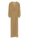 Philosophy Di Lorenzo Serafini Brown Long Dress With V-neck And Ruffle Details In Green
