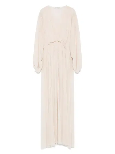 Philosophy Di Lorenzo Serafini Draped Cotton Blend Midi Dress In Ivory