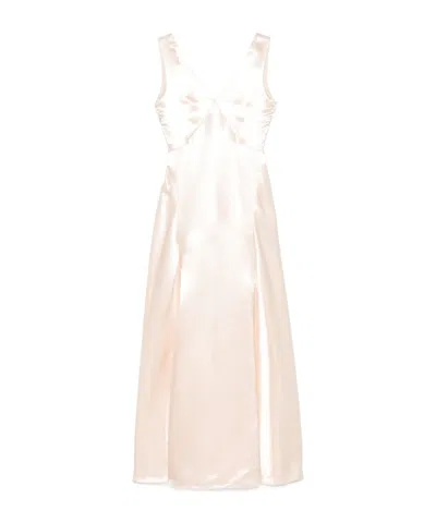 Philosophy Di Lorenzo Serafini V-neck Midi Satin Dress In Neutral