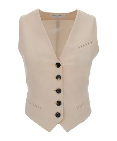 PHILOSOPHY DI LORENZO SERAFINI V-NECK STRAP-DETAIL WAISTCOAT