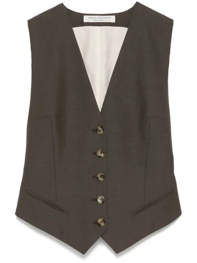 Philosophy Di Lorenzo Serafini V-neck Waistcoat In 褐色
