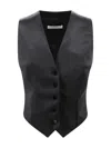 Philosophy Di Lorenzo Serafini V-neck Waistcoat Tailored Asymmetrical Hem In Black