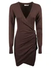 Philosophy Di Lorenzo Serafini V-neck Wrap Long-sleeved Dress In Brown