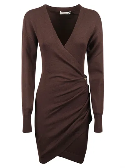 Philosophy Di Lorenzo Serafini V-neck Wrap Long-sleeved Dress In Brown