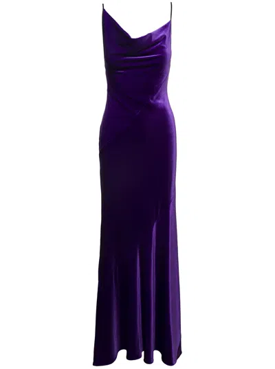Philosophy Di Lorenzo Serafini Velvet Long Dress In Purple