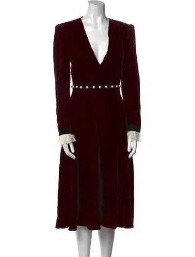 Pre-owned Philosophy Di Lorenzo Serafini Velvet Midi Length Dress In Burgundy