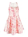 Philosophy Di Lorenzo Serafini Radzmir Mini Dress In Watercolor Rose Print In Cream
