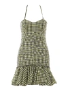 Philosophy Di Lorenzo Serafini Cutout Ruched Gingham Faille Mini Dress In Green