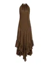 Philosophy Di Lorenzo Serafini Silk Halterneck Dress In Brown
