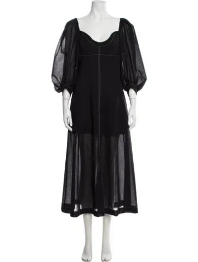 Pre-owned Philosophy Di Lorenzo Serafini Virgin Wool Long Dress In Black