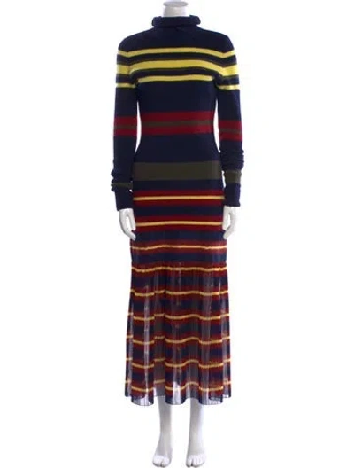 Pre-owned Philosophy Di Lorenzo Serafini Virgin Wool Long Dress In Blue