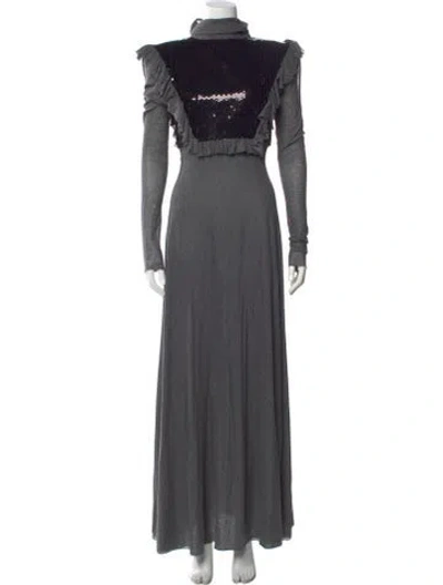 Pre-owned Philosophy Di Lorenzo Serafini Virgin Wool Long Dress In Gray