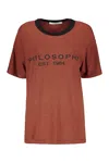 Philosophy Di Lorenzo Serafini Viscose T-shirt In Brown