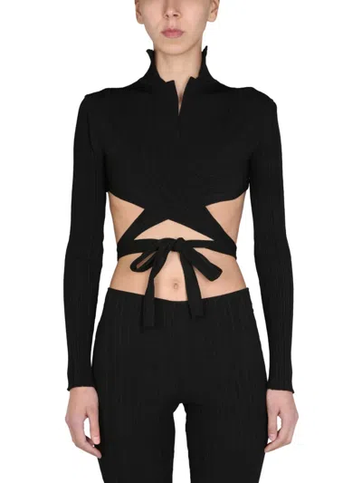 Philosophy Di Lorenzo Serafini V-neck Criss Cross Lacing Heartwarmer Mini Top In Black