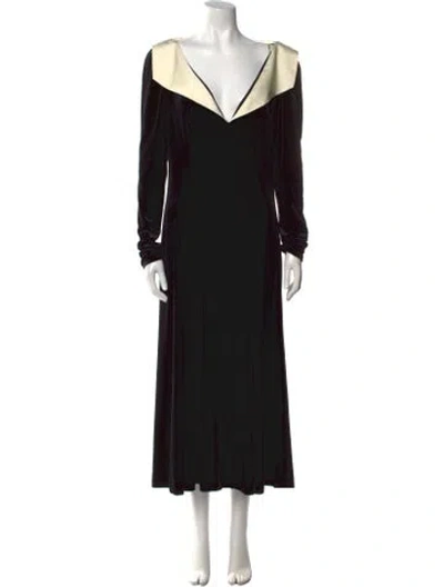 Pre-owned Philosophy Di Lorenzo Serafini V-neck Long Dress In Black
