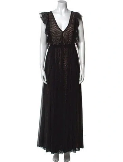 Pre-owned Philosophy Di Lorenzo Serafini V-neck Long Dress In Black