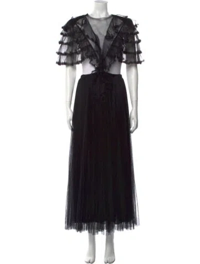 Pre-owned Philosophy Di Lorenzo Serafini V-neck Long Dress In Black