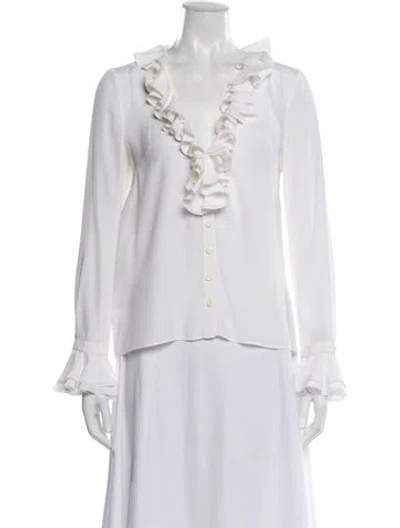 Pre-owned Philosophy Di Lorenzo Serafini V-neck Long Sleeve Blouse In White