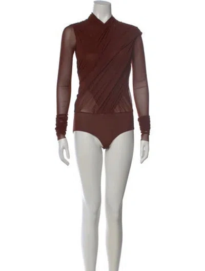 Pre-owned Philosophy Di Lorenzo Serafini V-neck Long Sleeve Bodysuit In Brown