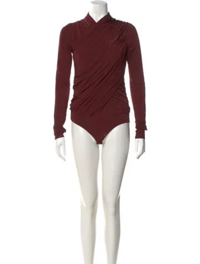 Pre-owned Philosophy Di Lorenzo Serafini V-neck Long Sleeve Bodysuit In Burgundy