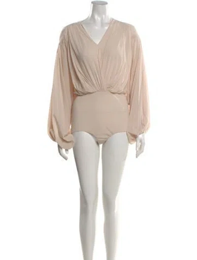 Pre-owned Philosophy Di Lorenzo Serafini V-neck Long Sleeve Bodysuit In Neutral