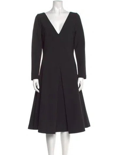 Pre-owned Philosophy Di Lorenzo Serafini V-neck Midi Length Dress In Black