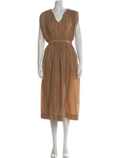 Pre-owned Philosophy Di Lorenzo Serafini V-neck Midi Length Dress In Neutral