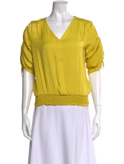 Pre-owned Philosophy Di Lorenzo Serafini V-neck Short Sleeve Blouse W/ Tags In Yellow