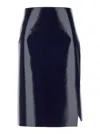 Philosophy Di Lorenzo Serafini Midi Blue Skirt With Slit In Vynil Woman In Blu