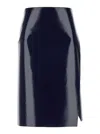 Philosophy Di Lorenzo Serafini Midi Blue Skirt With Slit In Vynil Woman In Blue