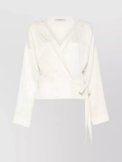 Philosophy Di Lorenzo Serafini Waist Belted Collared Long Wrap Shirt In White