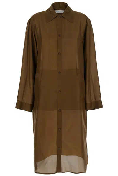 Philosophy Di Lorenzo Serafini Washed Habotai Duster Coat In Brown