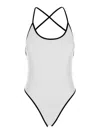 Philosophy Di Lorenzo Serafini White Costume With Crossed Straps And Lettering Logo In Tech Fabric Woman In White