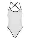 Philosophy Di Lorenzo Serafini White Costume With Crossed Straps And Lettering Logo In Tech Fabric Woman In White