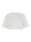 Philosophy Di Lorenzo Serafini White Cropped T-shirt With Maxi Logo Printed On The Back In Cotton Woman In White