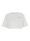 Philosophy Di Lorenzo Serafini White Cropped T-shirt With Maxi Logo Printed On The Back In Cotton Woman In White