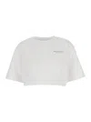 Philosophy Di Lorenzo Serafini White Cropped T-shirt With Maxi Logo Printed On The Back In Cotton Woman